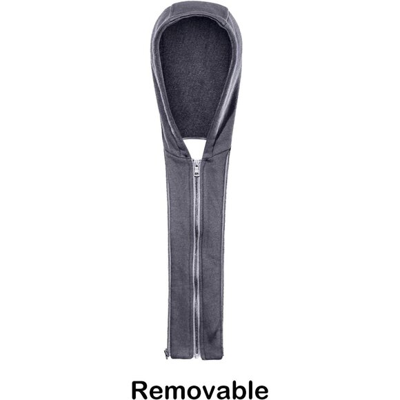 Men’s Black Stand Collar PU Faux Leather Bomber Jacket With a Removable Hood - Picture 6 of 7